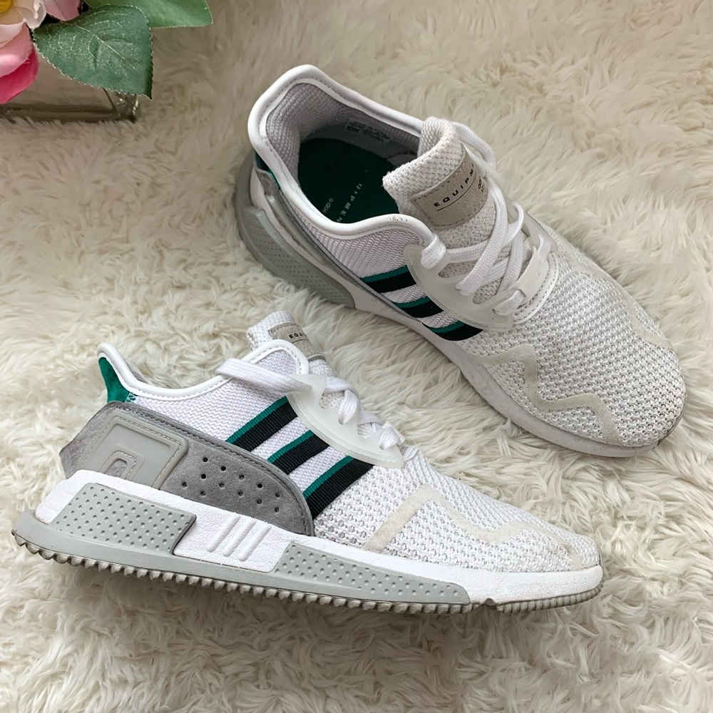 Adidas EQT Equipment Cushion ADV Running Shoe White black green Mens 5 Women 6.5